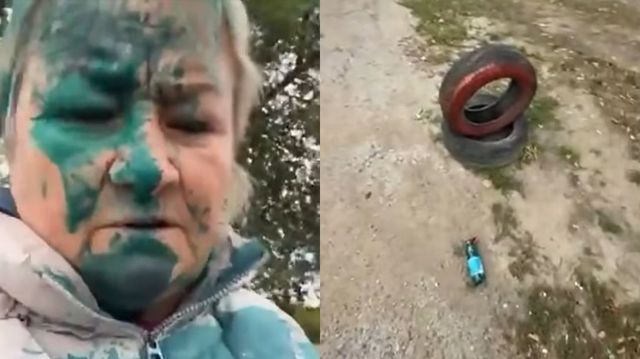 Maria Olar a ajuns la spital după ce a fost stropită cu verde de briliant