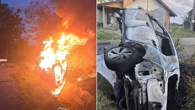Accident rutier urmat de incendiu în Suceava. Două persoane au fost găsite carbonizate