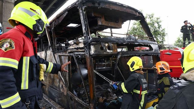 School bus catches fire in Bangkok, 25 children on board feared dead