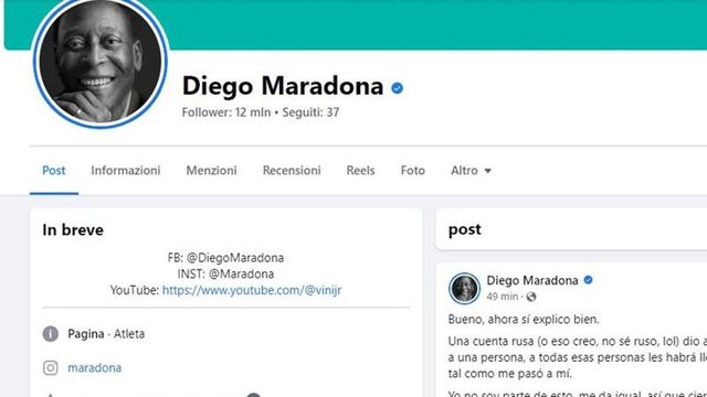 Maradona diventa Pelè, hackerata la pagina Facebook