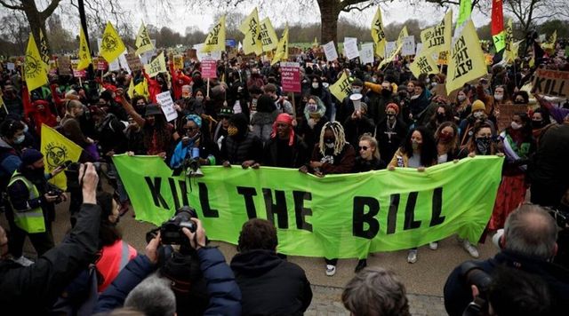 Scuffles in London as thousands join ‘kill the bill’ rallies across Britain