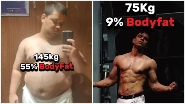 Man who went from 145 kg to 75 kg shows off his incredible 70 kg weight loss transformation he achieved in 4 years