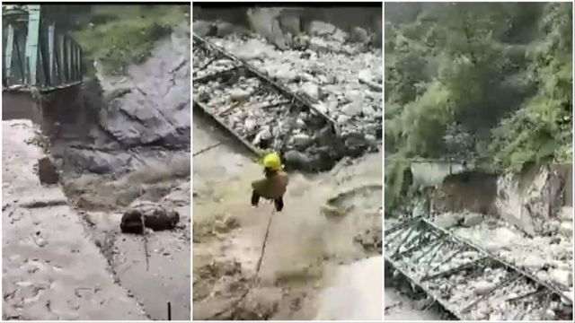 Bridge collapse leaves locals stranded in Rudraprayag as rains lash Uttarakhand