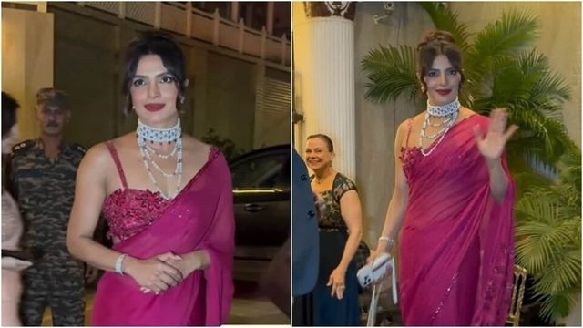 Priyanka Chopra Attends Brother’s Pre-Wedding Bash in Mesmerising Magenta Pink Saree