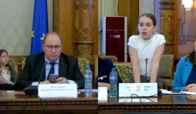 O elevă de clasa a V-a ignorată de ministrul Educației, Mihai Dimian, care butona telefonul în timp ce fata îi vorbea