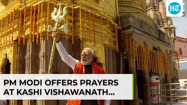 PM Modi offers prayers at Kashi Vishwanath temple in Varanasi ahead of Ganga expressway inauguration