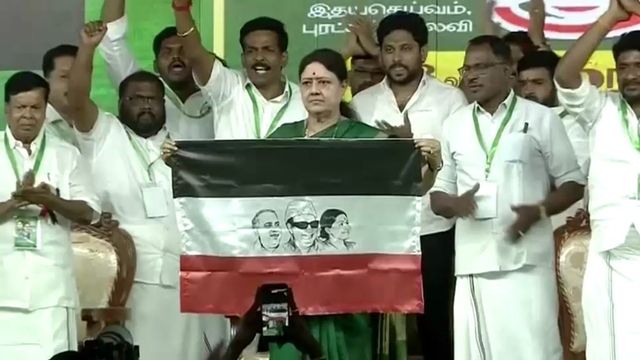 Sasikala announces launch of political party, reveals flag ft Jayalalithaa