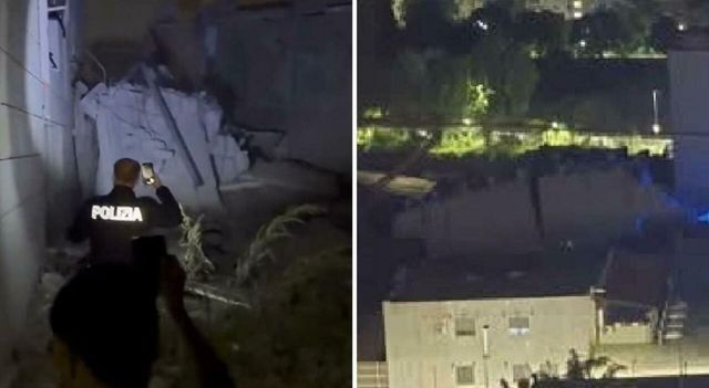 Napoli, crolla una parte della Vela Rossa di Scampia