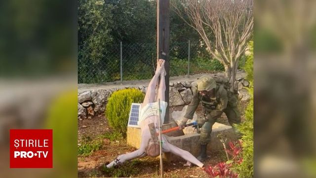 Statuie a lui Iisus lovită de un militar israelian