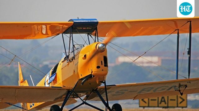 Trainer aircraft crashes after hitting a power line while landing
