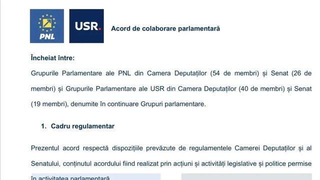 USR și PNL au semnat un acord în Parlament: vor mai puțini aleși, reformă administrativă și tăierea taxelor pe munca part-time