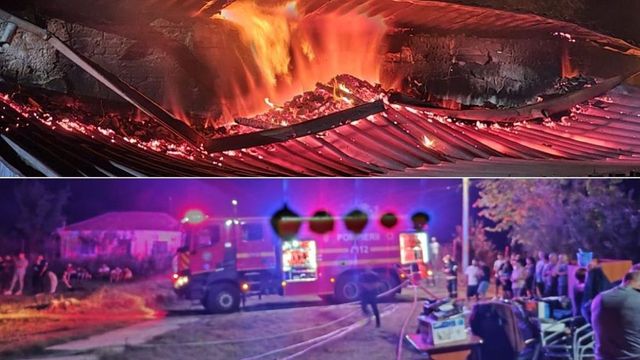 Incendiu la școala din Umbrărești, lângă Târgu Bujor | Zeci de pompieri s-au luptat cu flăcările
