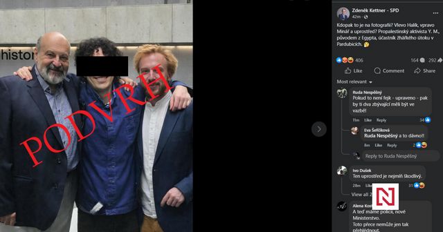 Policie řeší falešnou fotku, kde jsou Minář, Halík a muž obviněný z terorismu