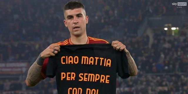 Mancini gol con dedica a Mattia Giani in Roma-Milan