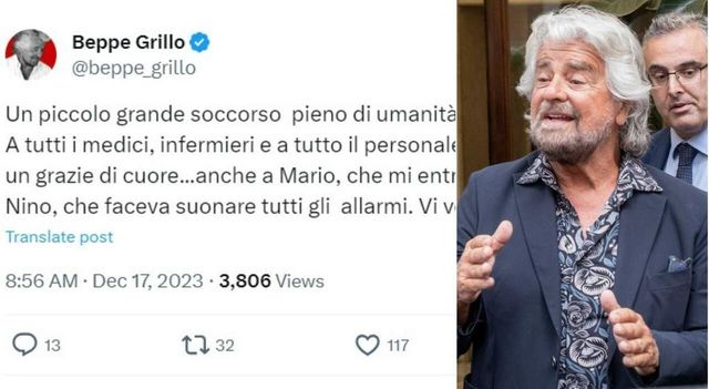 Beppe Grillo è stato dimesso dall’ospedale di Cecina