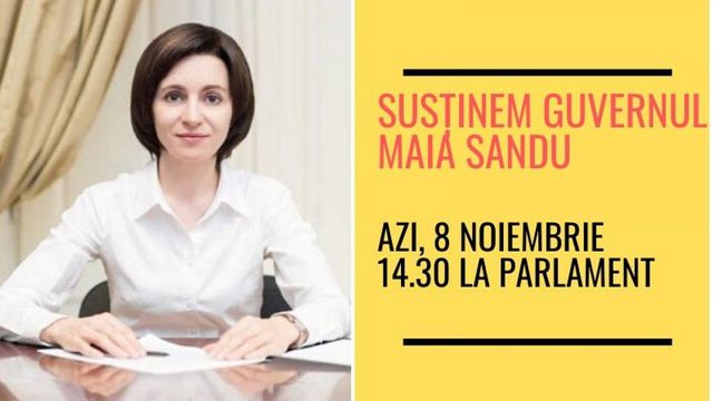 Manifestație pașnică la Parlament în susținerea Guvernului Sandu