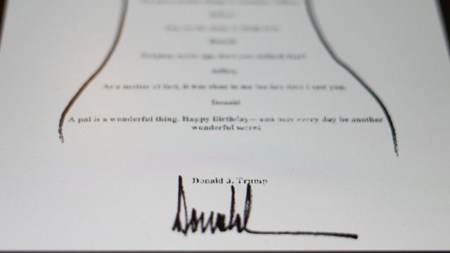 White House denies writing letter as Congress releases alleged Trump note to Epstein