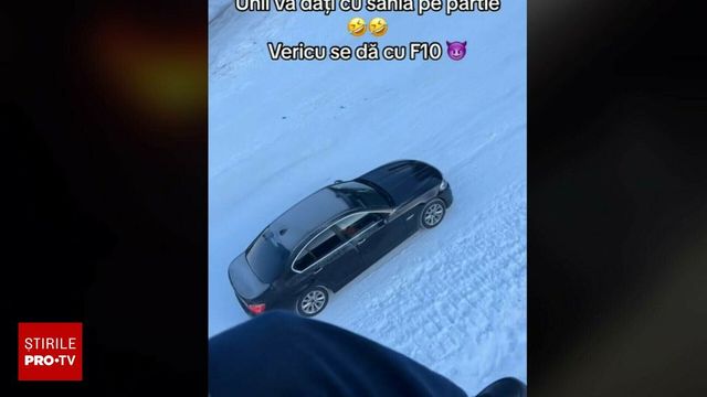 VIDEO Șofer filmat cum urcă cu un BMW F10 pe pârtia de schi de la Borșa