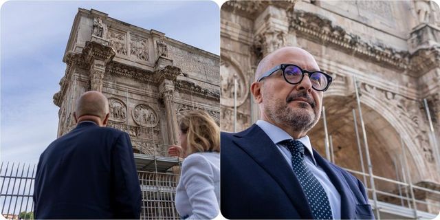 Maltempo, sopralluogo di Sangiuliano all'Arco di Costantino