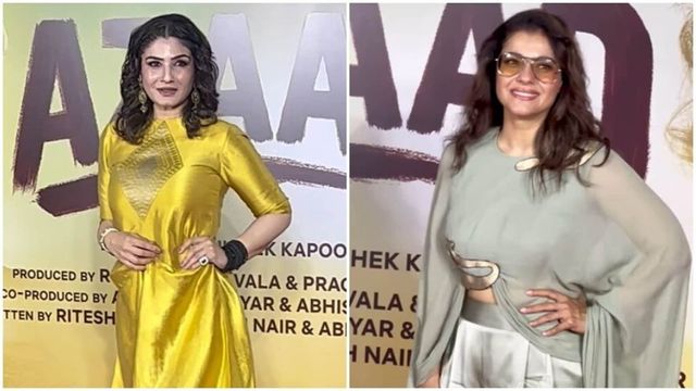 Raveena Tandon and Kajol bring their unique style to Azaad premiere to support Rasha Thadani, Aaman Devgan