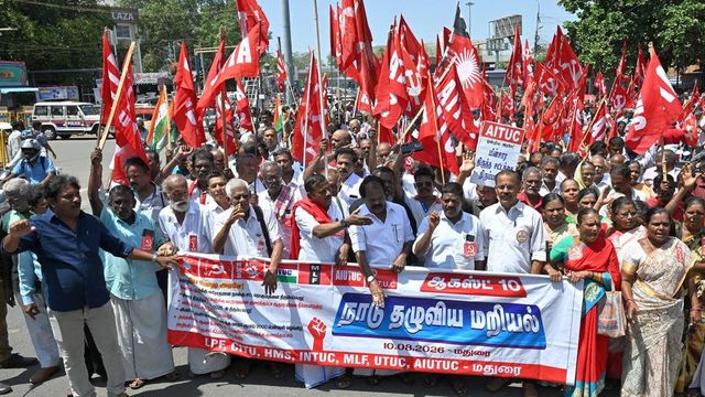 Trade unions stage picketing, prison fill protest in Madurai against Union government policies