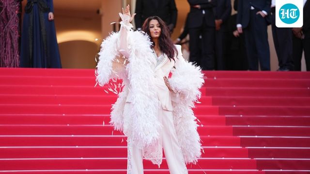 Aishwarya looks every bit the Cannes empress in feathered couture