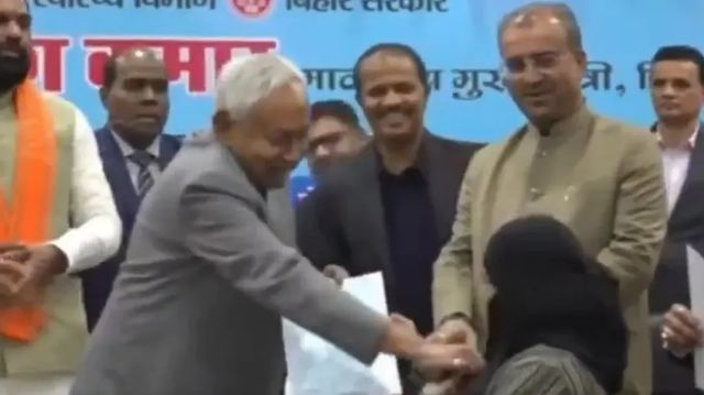 Nitish Kumar Pulls Down Doctor’s Hijab At Event, Opposition Questions Mental Health