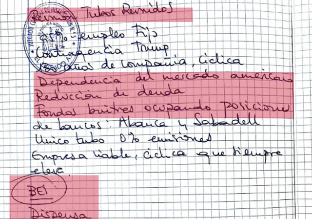 Las anotaciones de Leire sobre Tubos Reunidos: «Reducción de plantilla crítica»