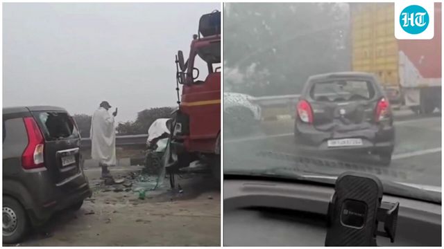 Several injured after multiple vehicles collide on Greater Noida expressway due to low visibility