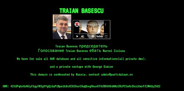 Site-ul AUR a fost spart de hackeri: Pe prima pagină apărea poza lui Ciolacu, o manea și mesajul „acest site a fost confiscat de Rusia”