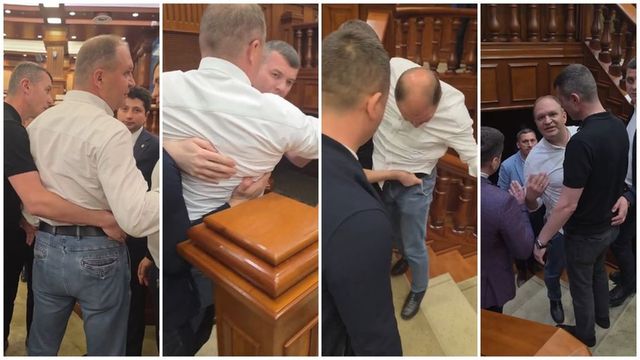Primarul Chișinăului, luat cu forța de la tribuna Parlamentului după un scandal în plen
