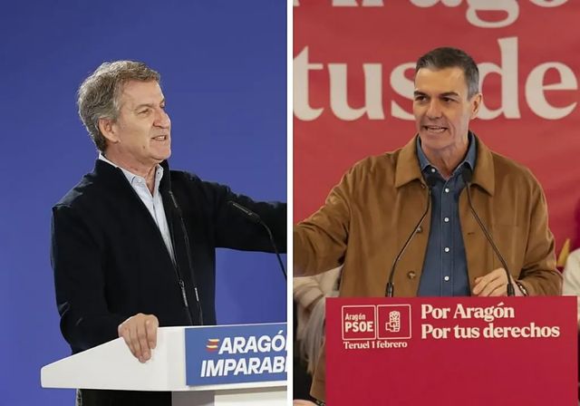 Sánchez y Feijóo pugnan en Aragón por hacerse con el voto útil para frenar a Vox