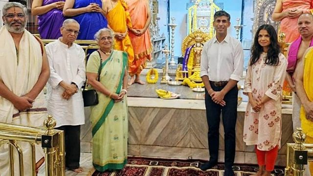 Rishi Sunak, Akshata Murty, along with Narayana Murthy and Sudha Murty, visit Bengaluru’s Guru Raghavendra Mutt