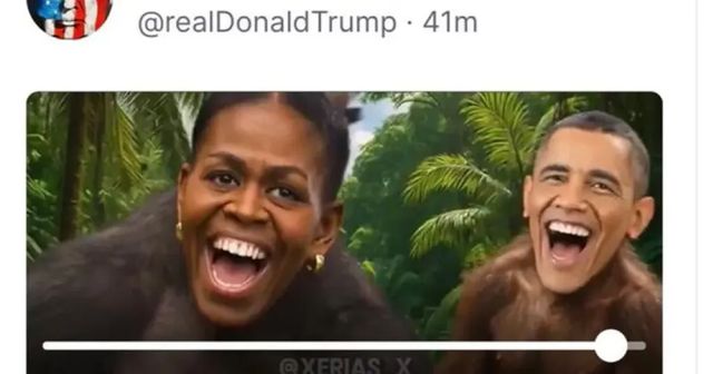 Trump posta video con gli Obama rappresentati come scimmie