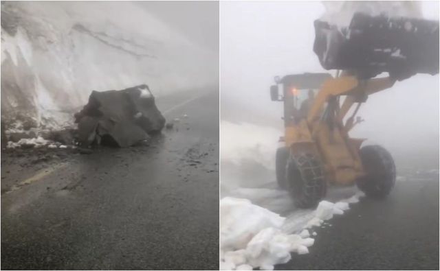 VIDEO Bucăți de stânci cad pe Transalpina, care rămâne închisă