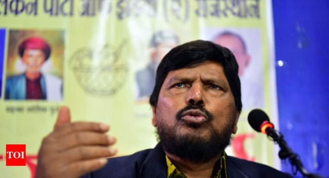 NDA ally Ramdas Athawale protests exclusion from BJP-Shiv Sena alliance in Maharashtra
