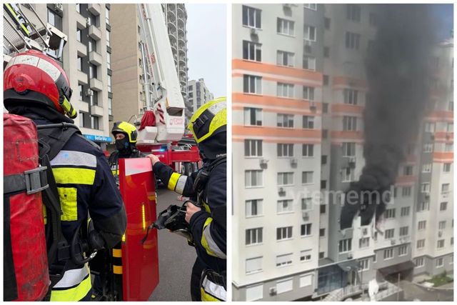 Incendiu într-un bloc din Chișinău: o femeie a fost salvată din flăcări de pompieri