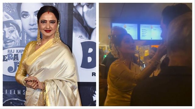 Rekha Shares Warm Hug With Amitabh Bachchan's Grandson Agastya Nanda