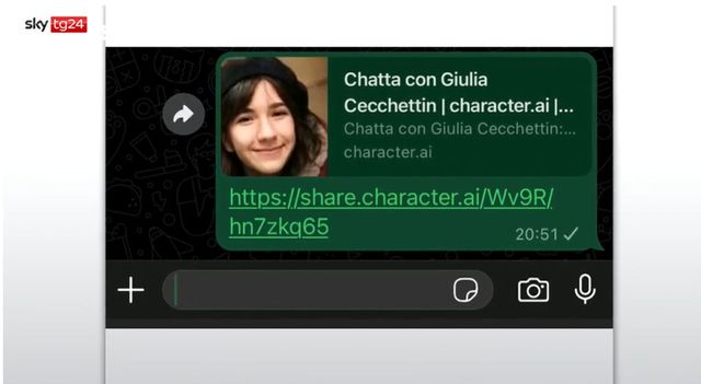 Giulia Cecchettin, scoperto falso profilo Giulia su Character.AI