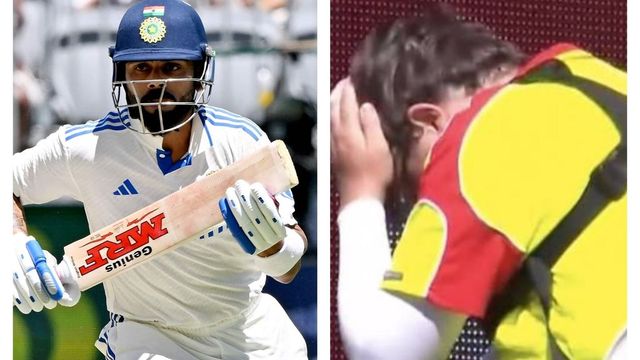 Virat Kohli stops play after his six hits security guard on the head, concerned Australian players, physio rush in