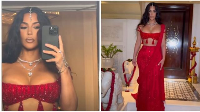 Kim Kardashian and Khloe ready for day 2 of Ambani wedding in lehengas and naths