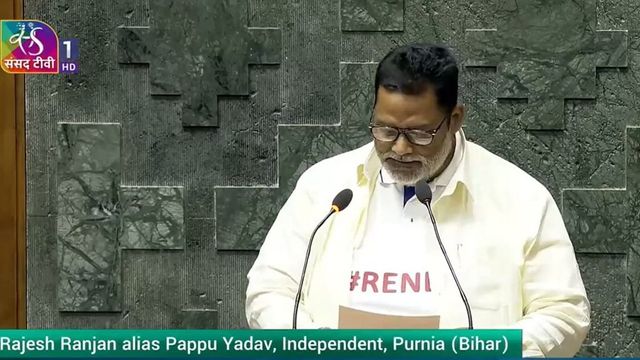 Pappu Yadav Wears 'Re-NEET' T-shirt in Lok Sabha, Demands Special Category status For Bihar During Oath-taking