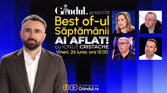 Gândul prezintă Best of Marius Tucă Show - vineri, 26 iunie, de la ora 18.00