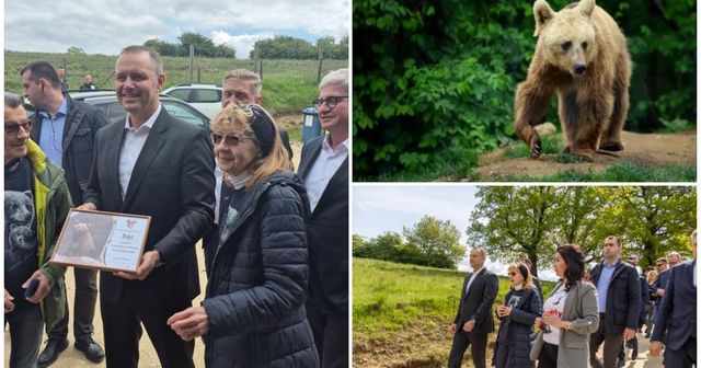 Președintele Poloniei a vizitat sanctuarul de urși de la Zărnești și l-a adoptat simbolic pe Batyr