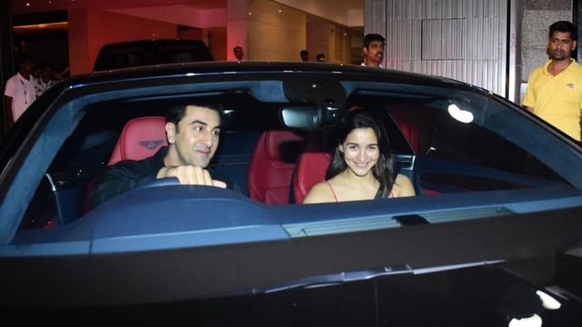 Lovebirds Ranbir Kapoor and Alia Bhatt spotted in their brand new Bentley car