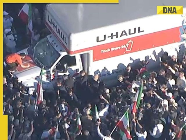 Truck drives through anti-Iran protest in Los Angeles