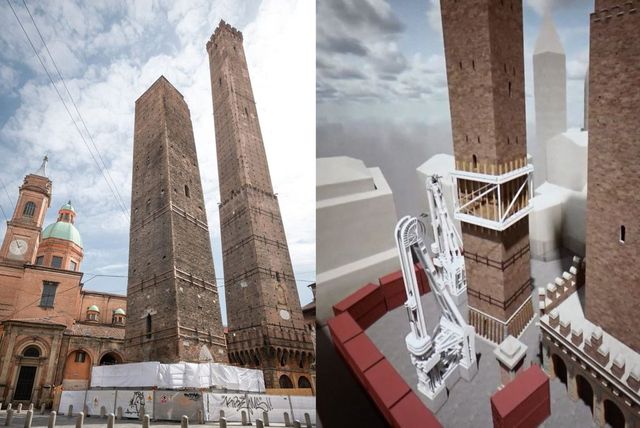 Bologna, Torre Garisenda in sicurezza con tralicci Torre Pisa