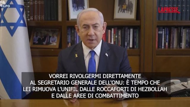 Netanyahu all'Onu, via Unifil da roccaforti Hezbollah