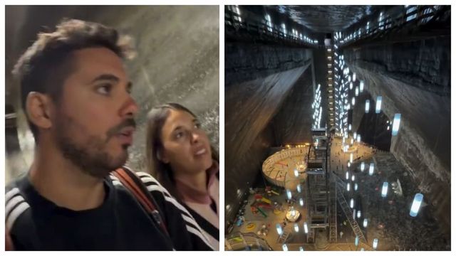 Reacția unor italieni care au intrat pentru prima dată în Salina Turda