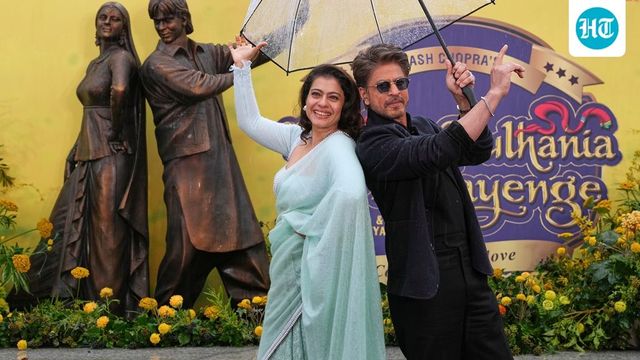 Shah Rukh Khan and Kajol unveil bronze statue in London to mark 30th anniversary of Dilwale Dulhania Le Jayenge. Pics